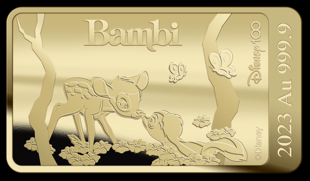 Bambi Gold Bar – Disney 100 Years (1/100 oz)