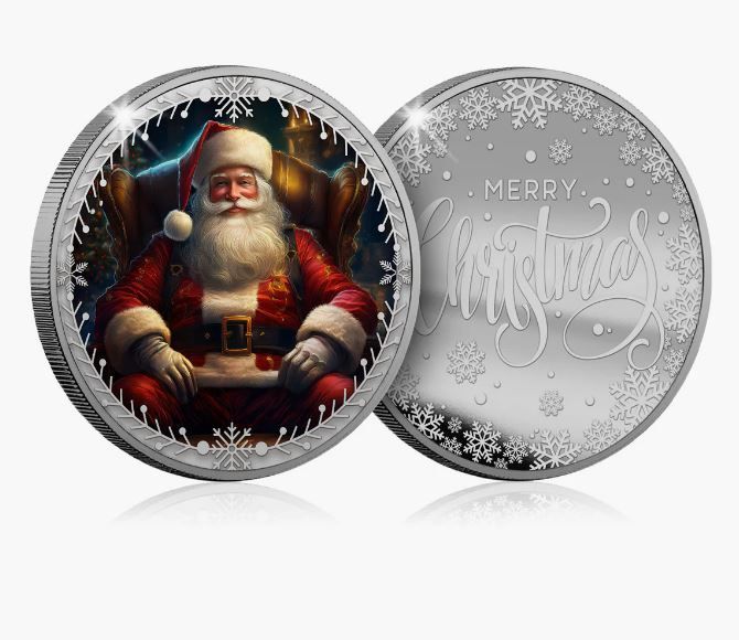 Santa Claus in Color on Silver-Plated Issue