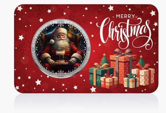 Santa Claus in Color on Silver-Plated Issue